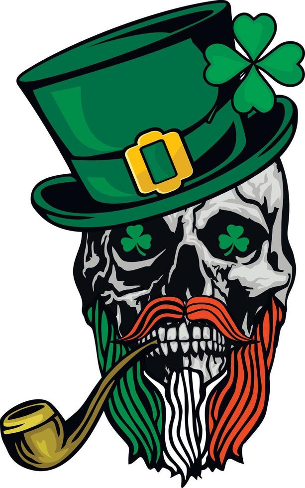 st. Patrick skull, grunge vintage design t shirts vector