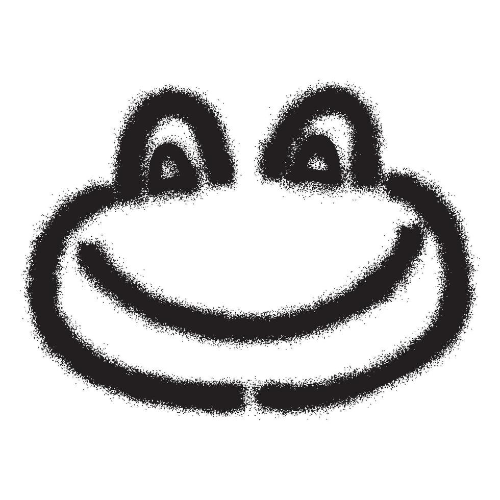 Smiling frog face emoticon graffiti with black spray paint vector