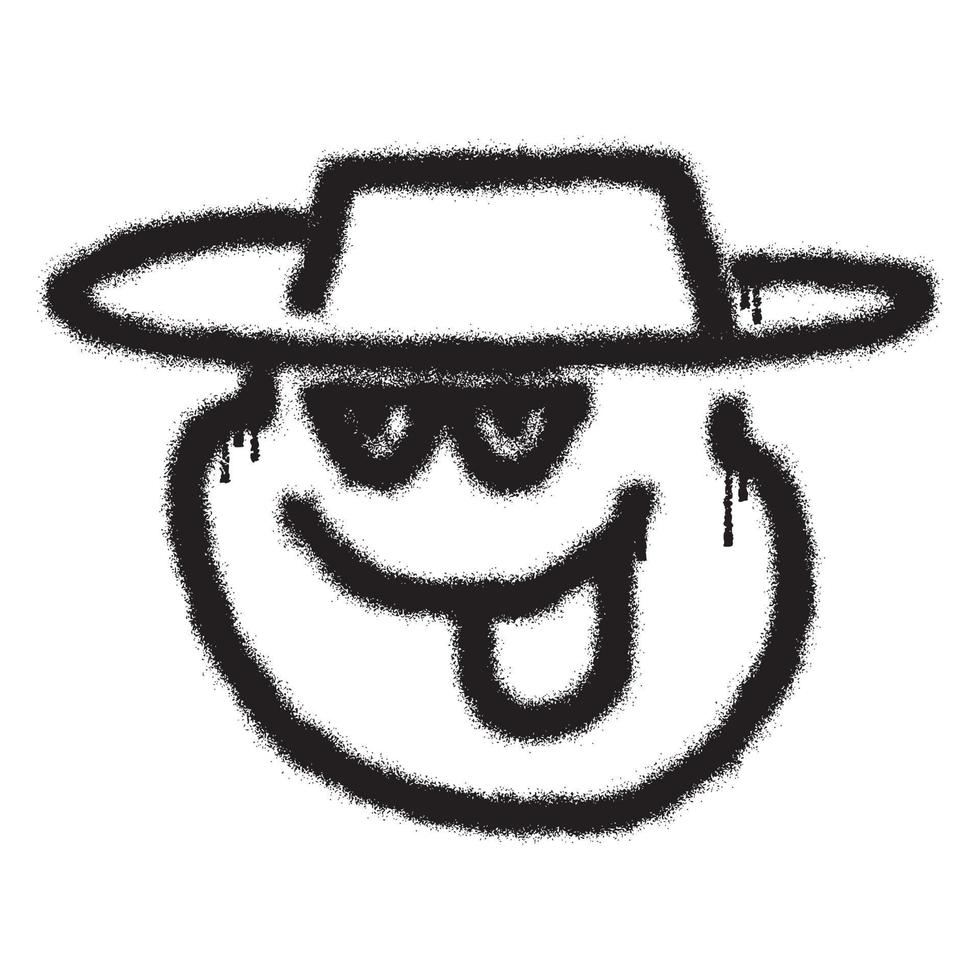 Smiling frog face emoticon graffiti with black spray paint vector
