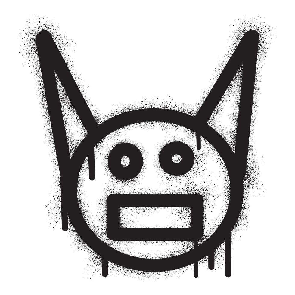 Emoticon graffiti panda with black spray paint. vector