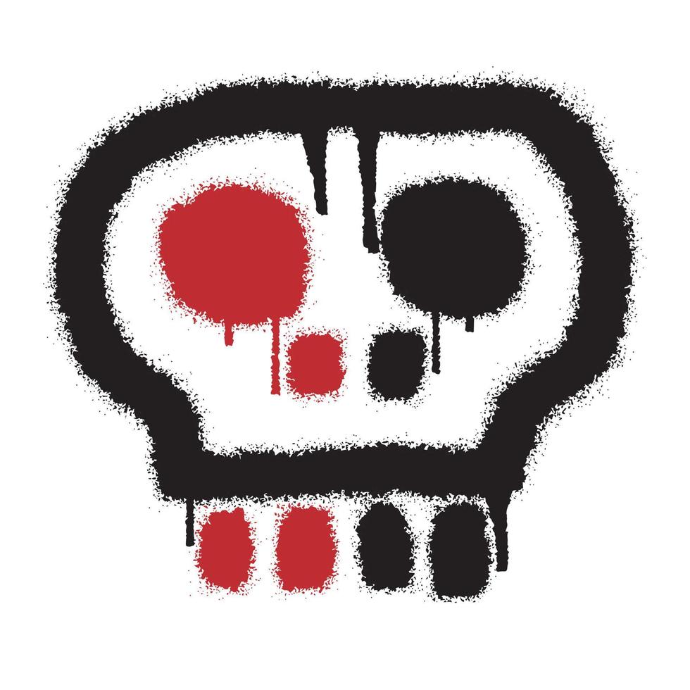 Skull emoticon graffiti with black spray paint. Vector illustration
