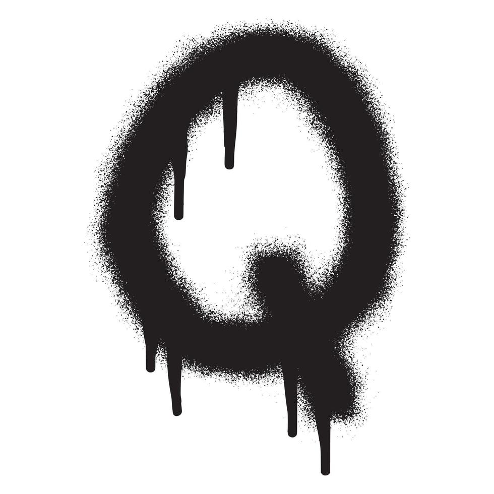 Graffiti font alphabet Q with black spray paint. Vector illustration.