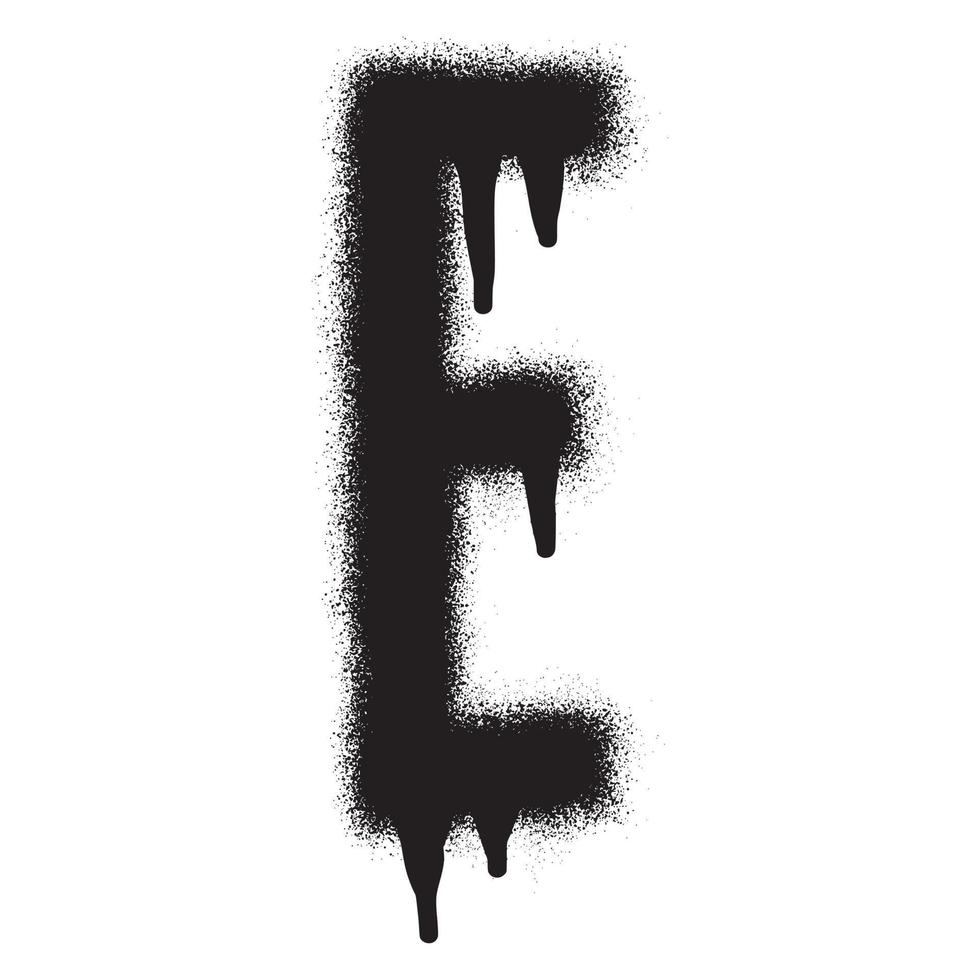 Graffiti font alphabet E with black spray paint. Vector illustration.