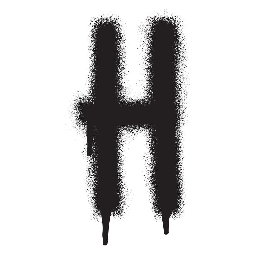 Graffiti font alphabet H with black spray paint. Vector illustration.