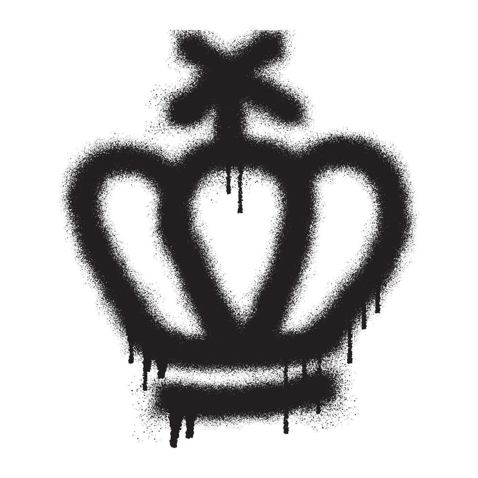 Graffiti crown icon with black spray paint. Vector illustration
