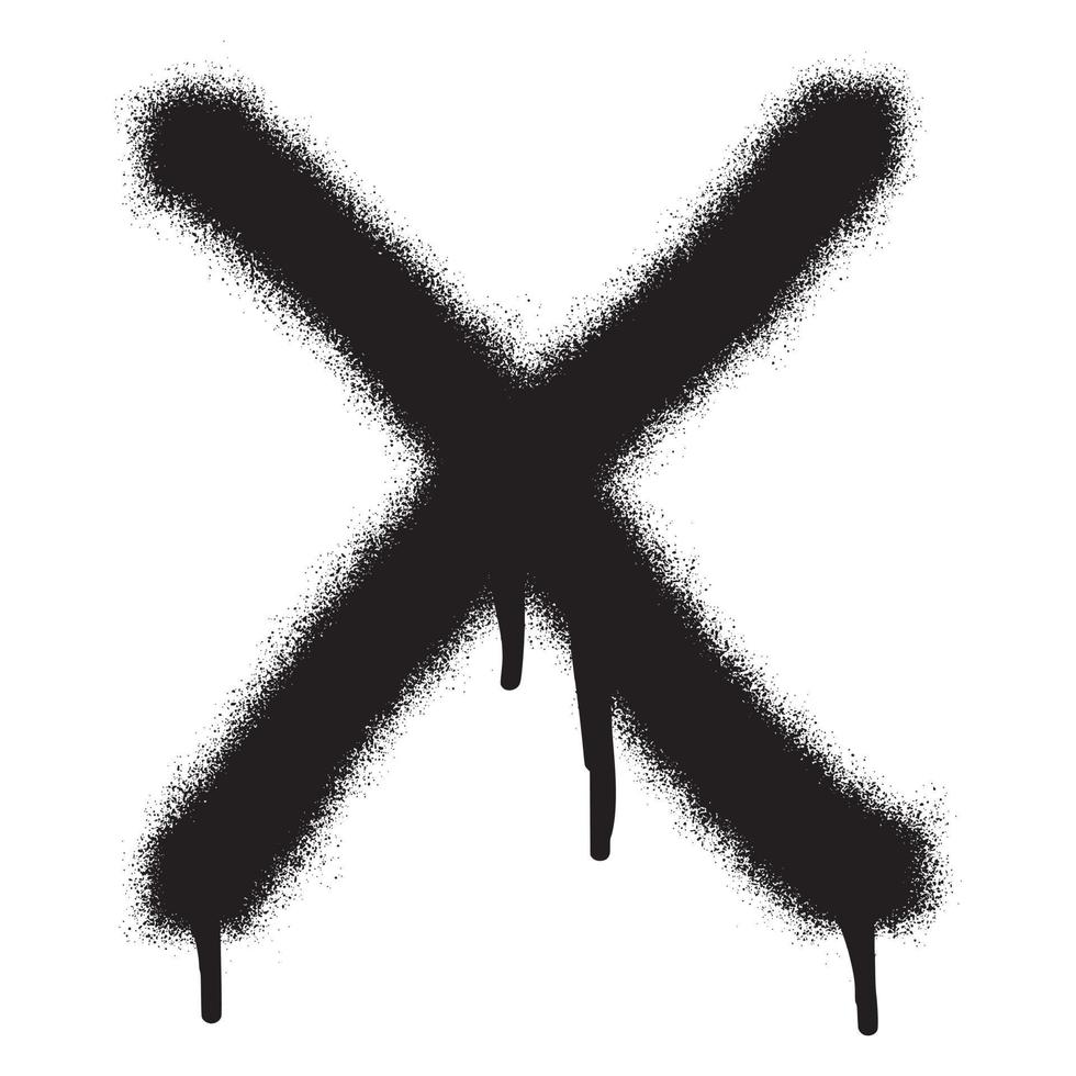 Graffiti font alphabet X with black spray paint. Vector illustration.