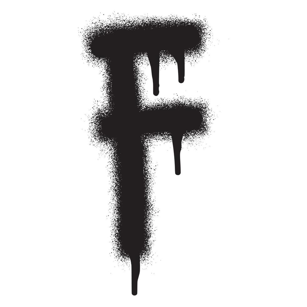 Graffiti font alphabet F with black spray paint. Vector illustration.