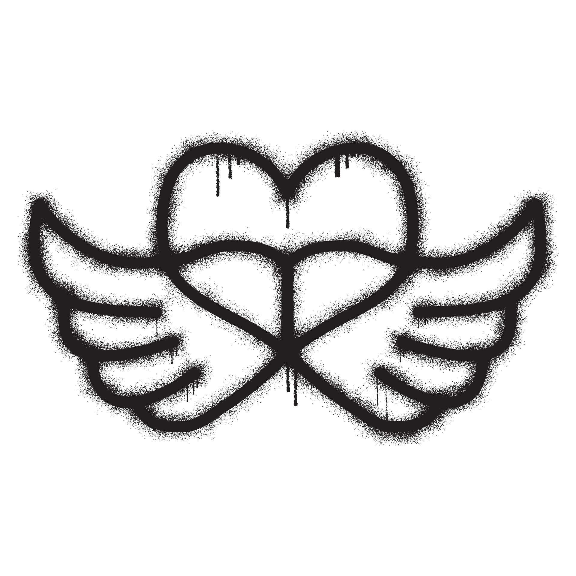 Graffiti love wings symbol with black spray paint. 20435065 Vector Art