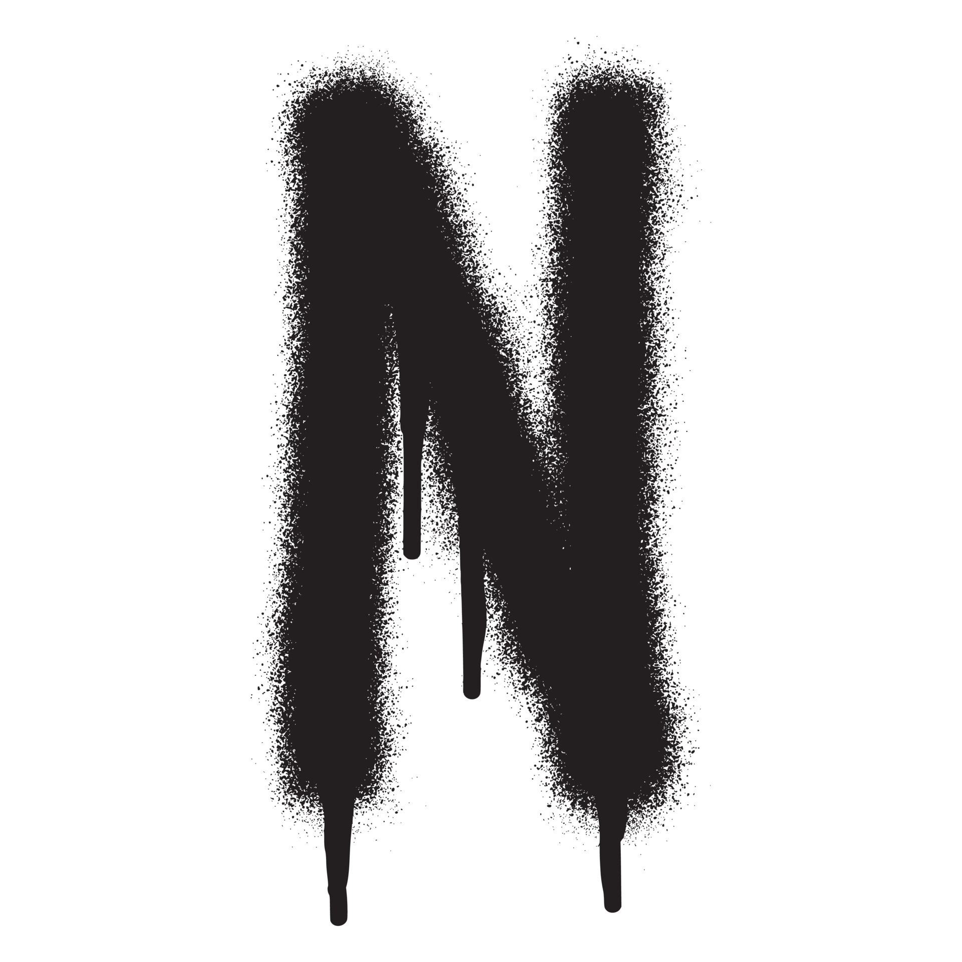 Graffiti font alphabet n with black spray paint vector illustration