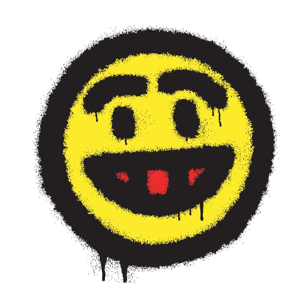 sonriente cara emoticon pintada con negro rociar pintar. vector ilustración