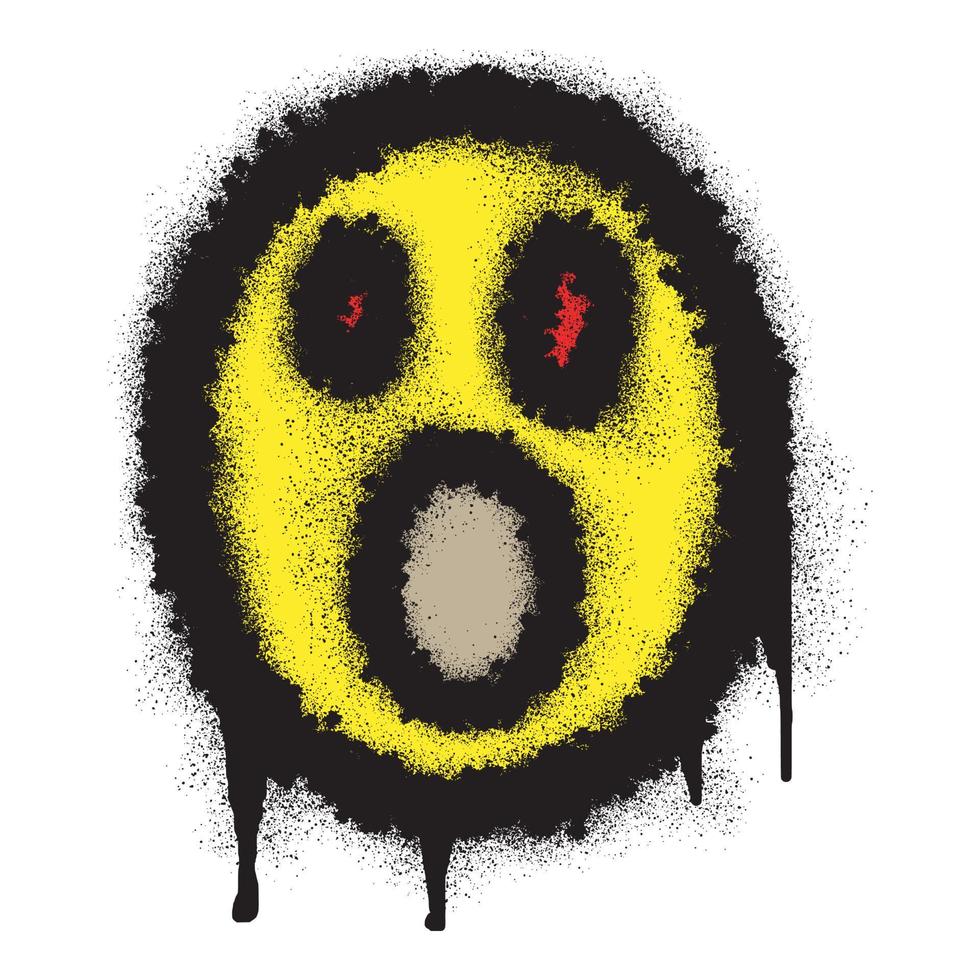 Scary emoticon graffiti with black spray paint vector