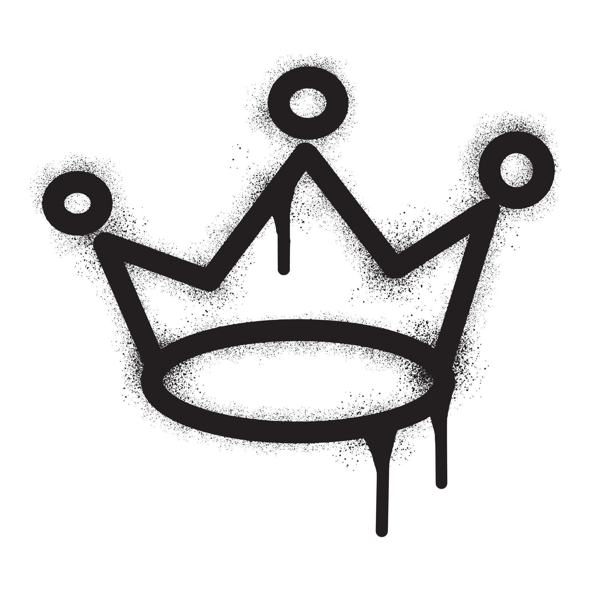 Graffiti crown icon with black spray paint. Vector illustration