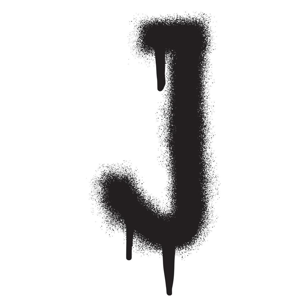 Graffiti font alphabet J with black spray paint. Vector illustration.