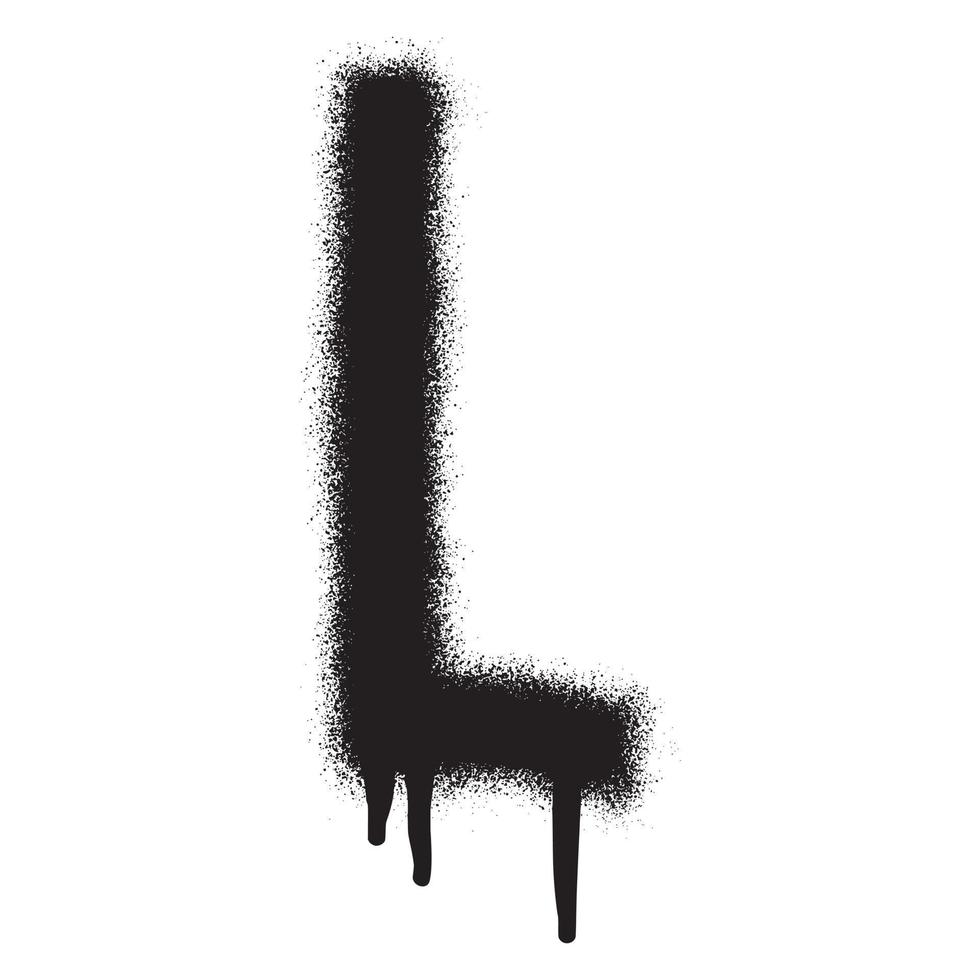 Graffiti font alphabet L with black spray paint. Vector illustration.