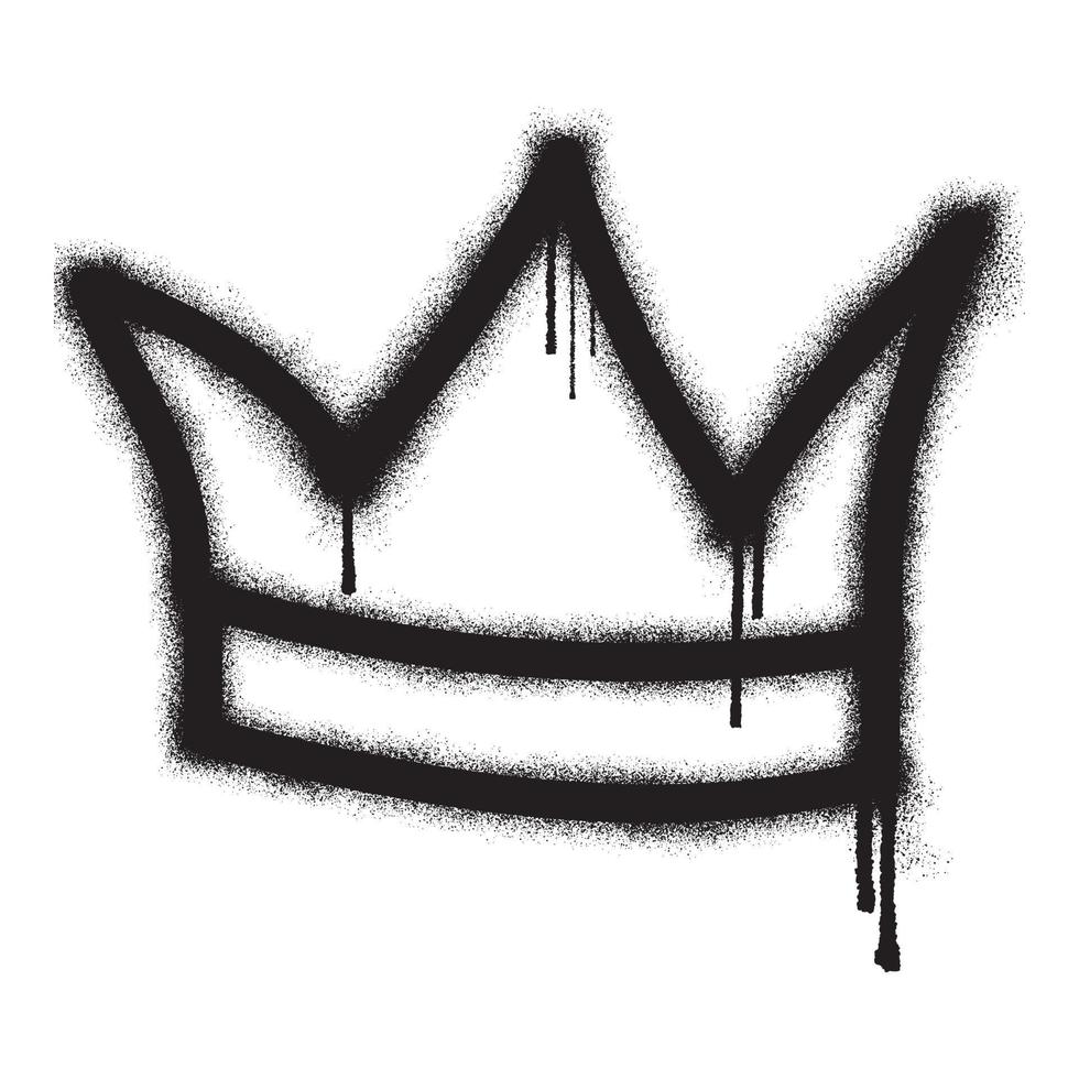 Graffiti crown icon with black spray paint. Vector illustration