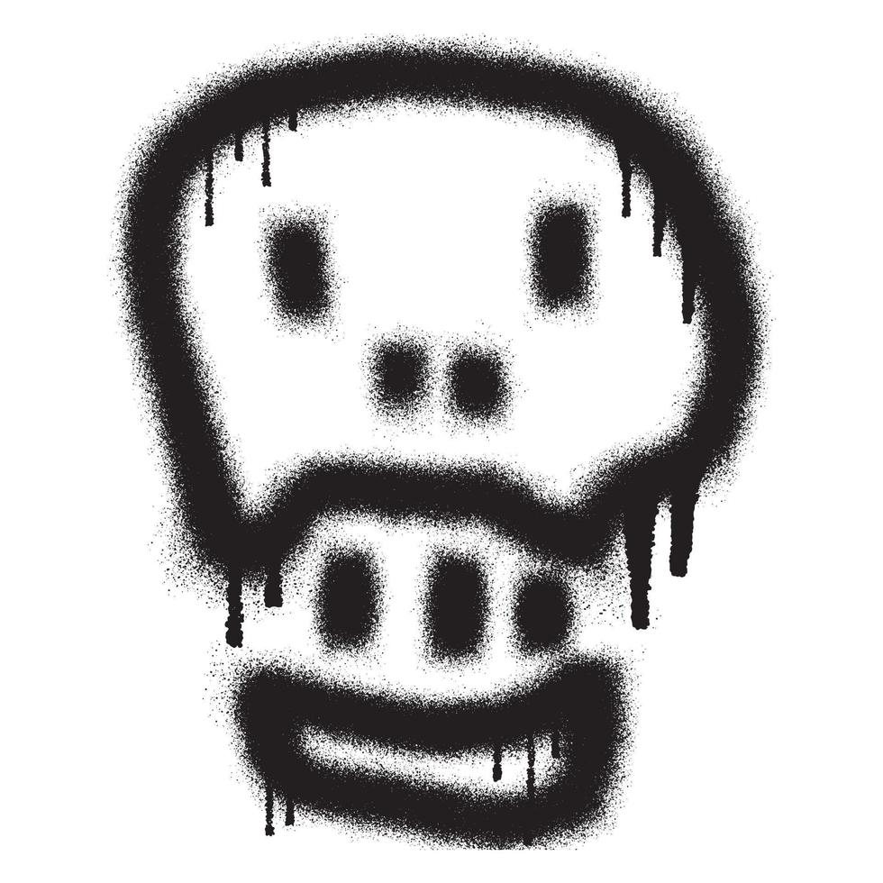 cráneo emoticon pintada con negro rociar pintar. vector ilustración