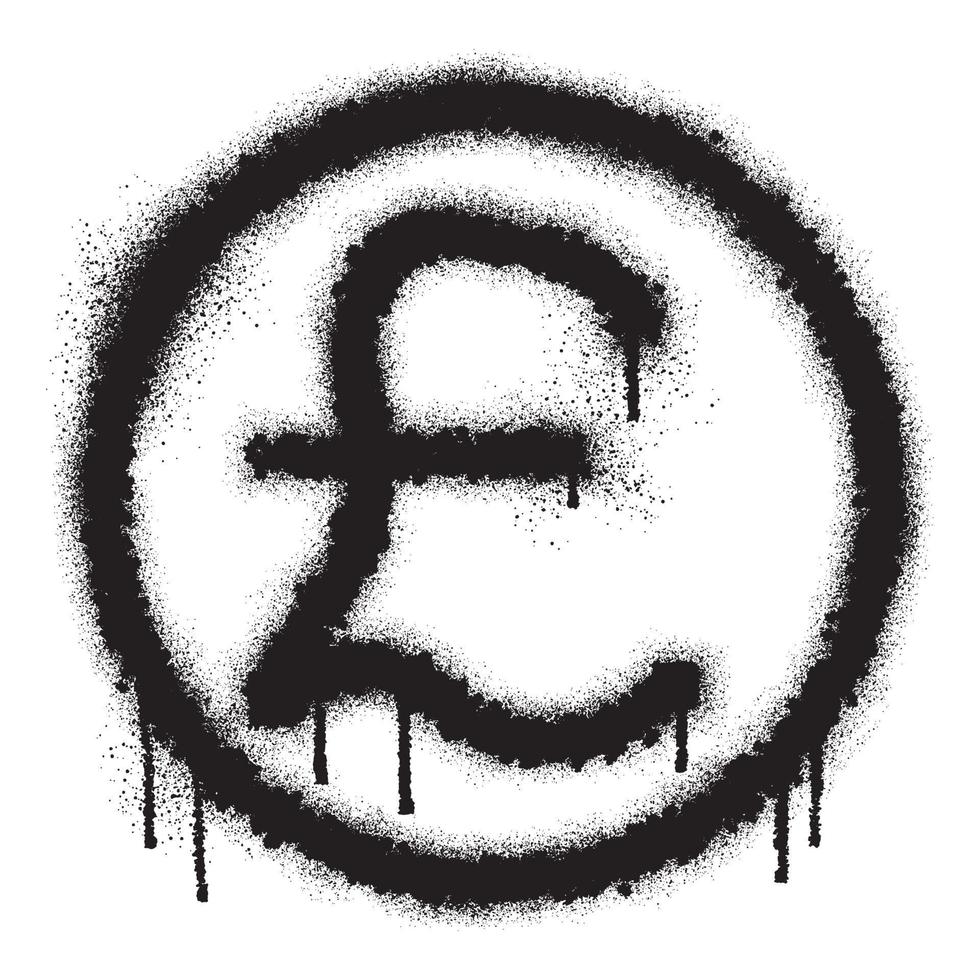 Pound sterling coin symbol icon with black spray paint vector