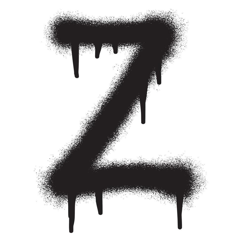 Graffiti font alphabet Z with black spray paint. Vector illustration.