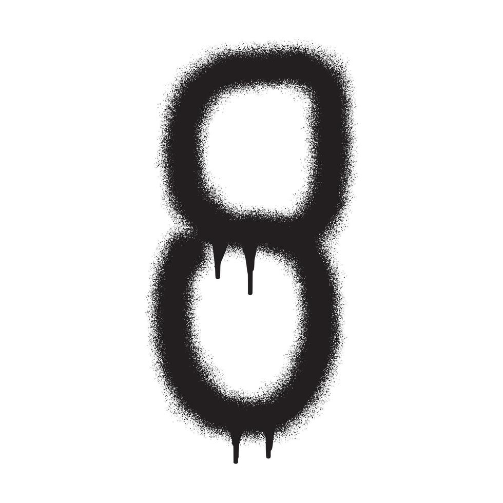 Graffiti number 8 with black spray paint. Vector illustration.
