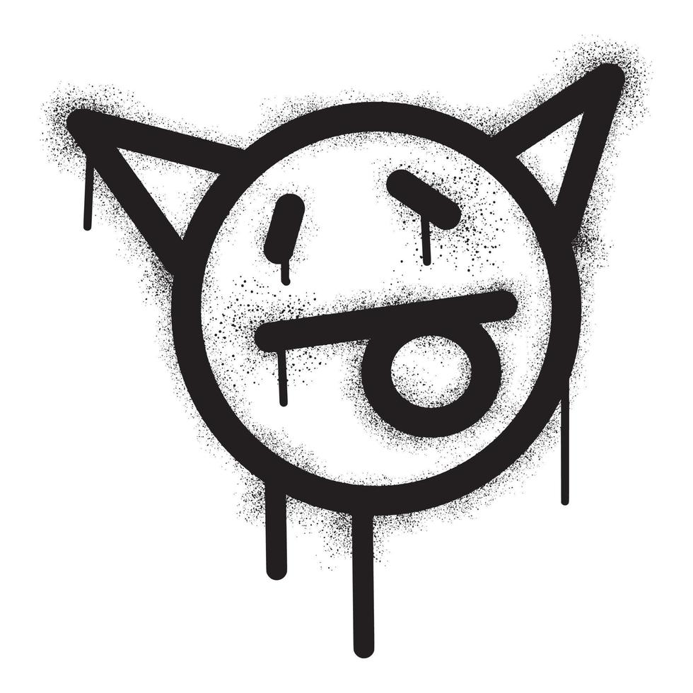 Emoticon graffiti panda with black spray paint vector