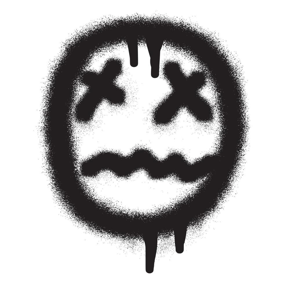 de miedo emoticon pintada con negro rociar pintar. vector