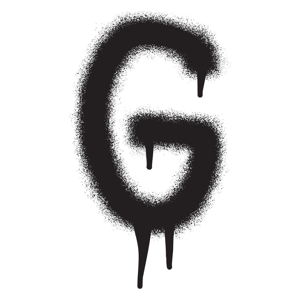 Graffiti font alphabet G with black spray paint. Vector illustration.