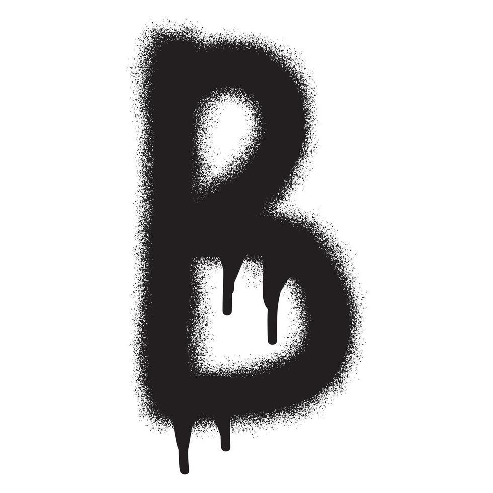 Graffiti font alphabet B with black spray paint. Vector illustration.