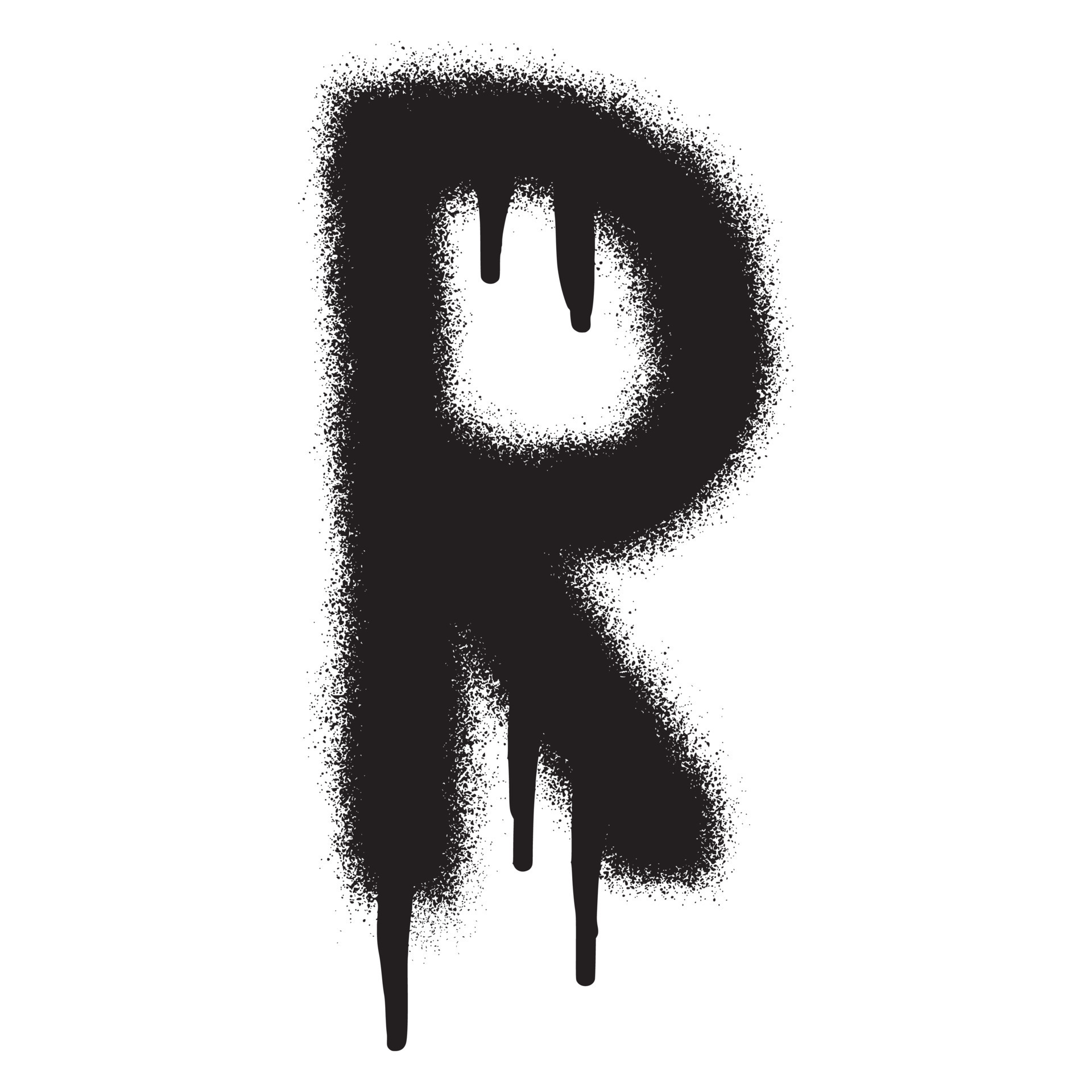 Graffiti font alphabet R with black spray paint. Vector illustration