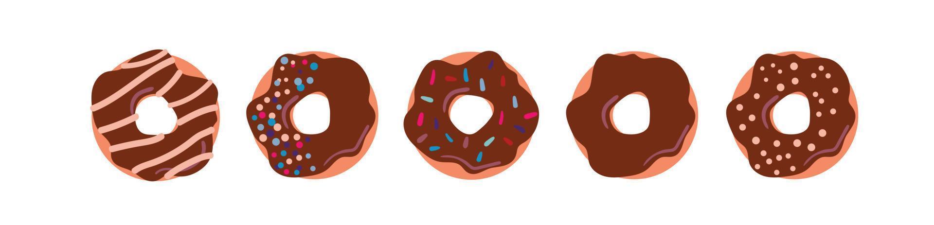 Donuts decorated with sprinkles and chocolate vector