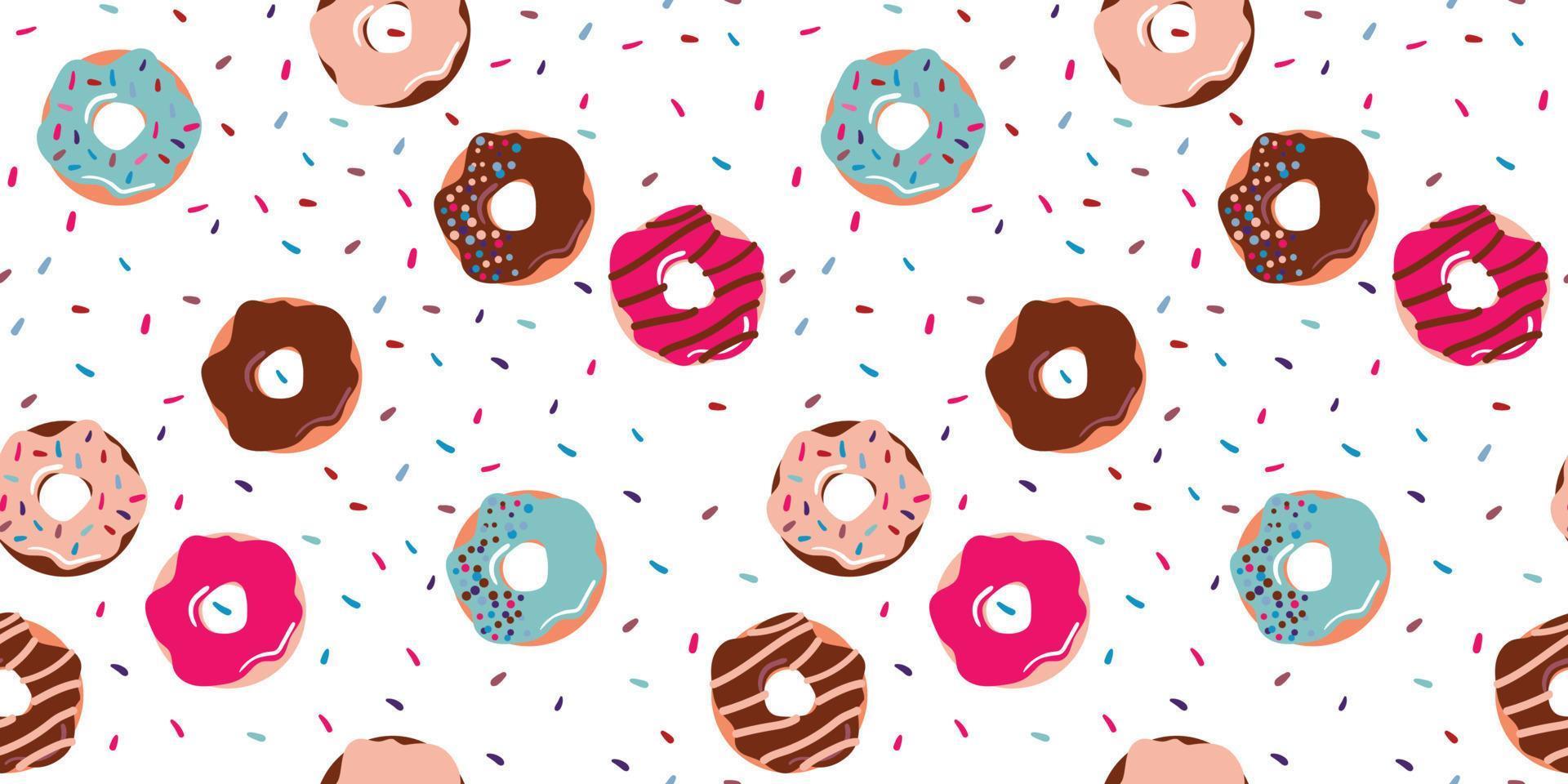 Seamless pattern with donuts ad sprinkles vector
