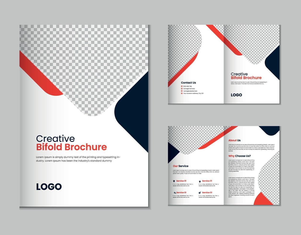 Bifold brochure, company profile, flyer, magazine, annual report, portfolio a4 size template design vector