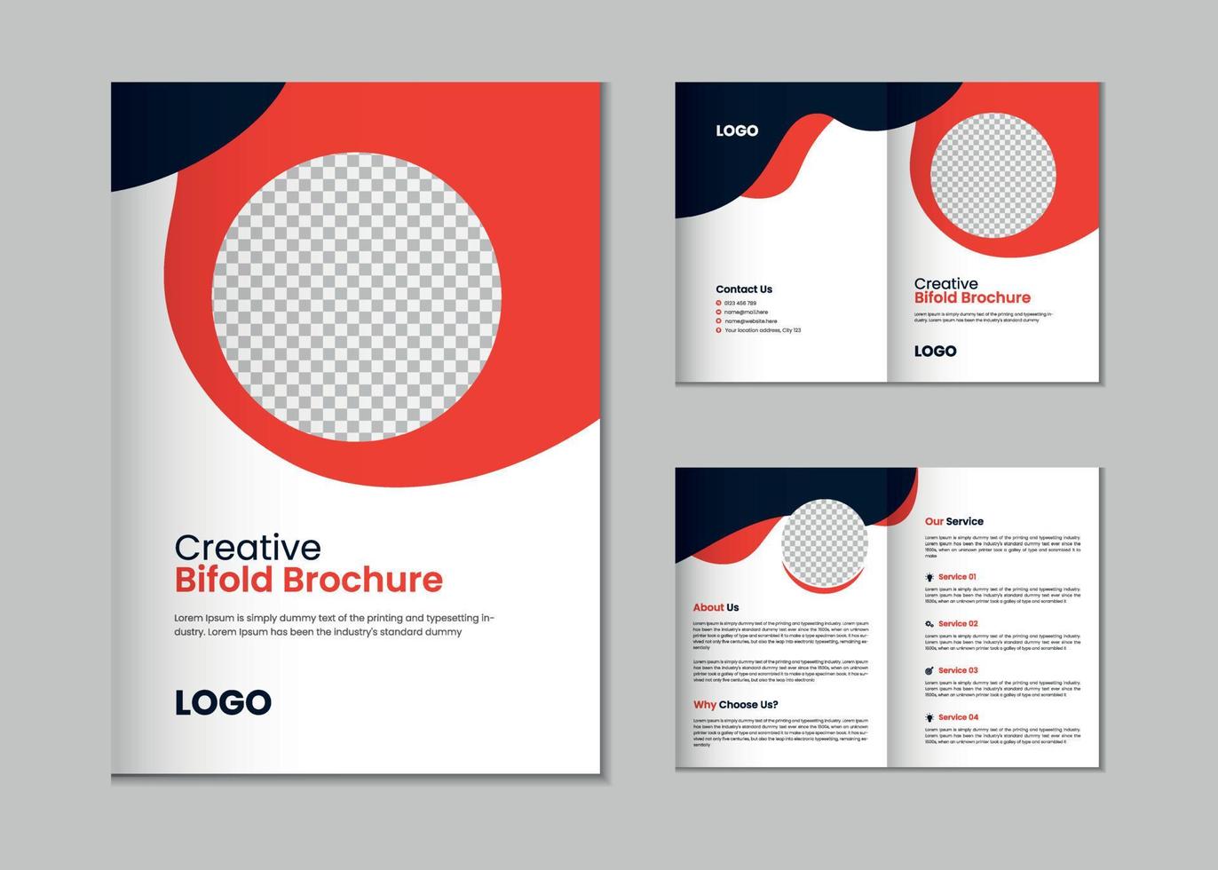 Bifold brochure, company profile, flyer, magazine, annual report, portfolio a4 size template design vector