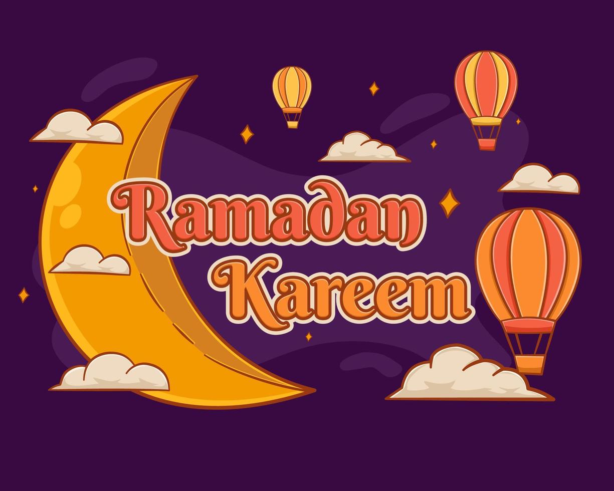 Ramadan kareem cartoon illustration vector