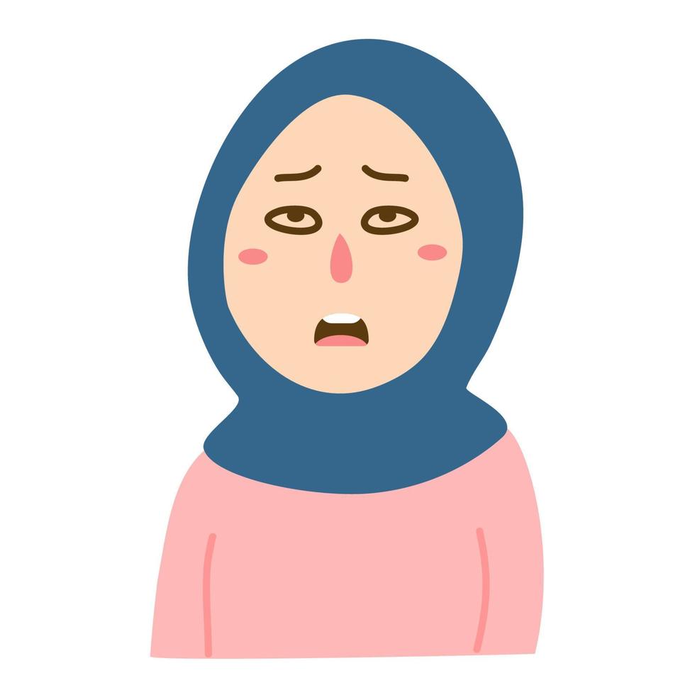 muslim girl sad expression vector