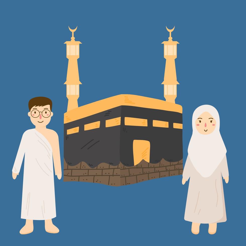 hajj y Umrah temporada con personas personaje vector