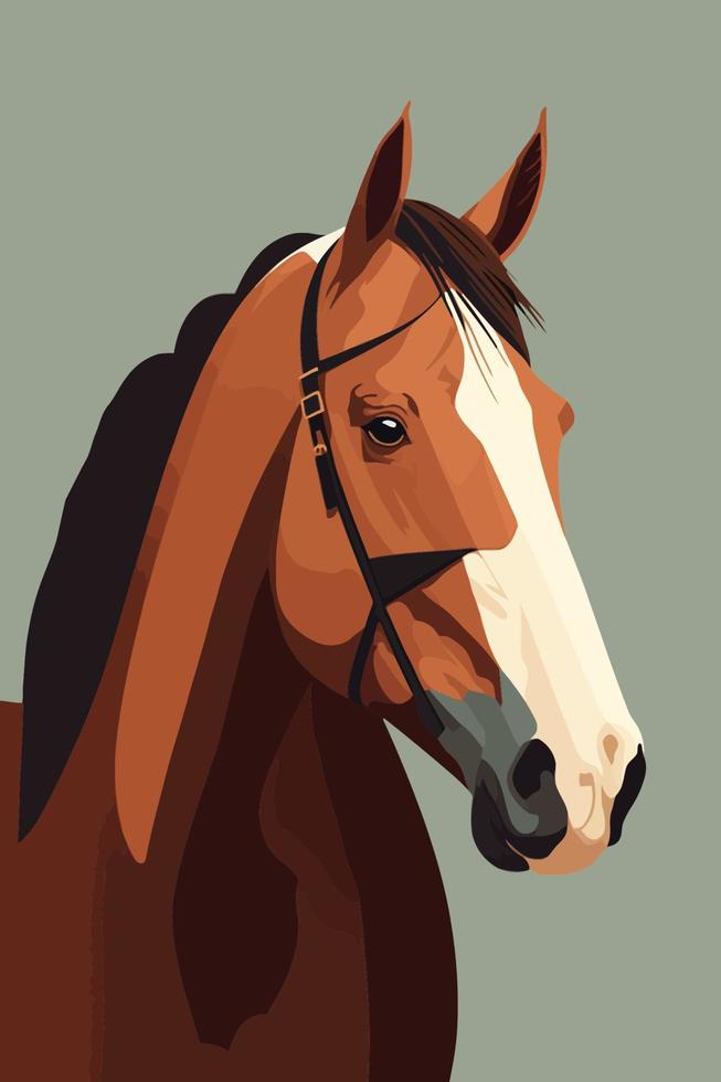 horse flat color illustration vector