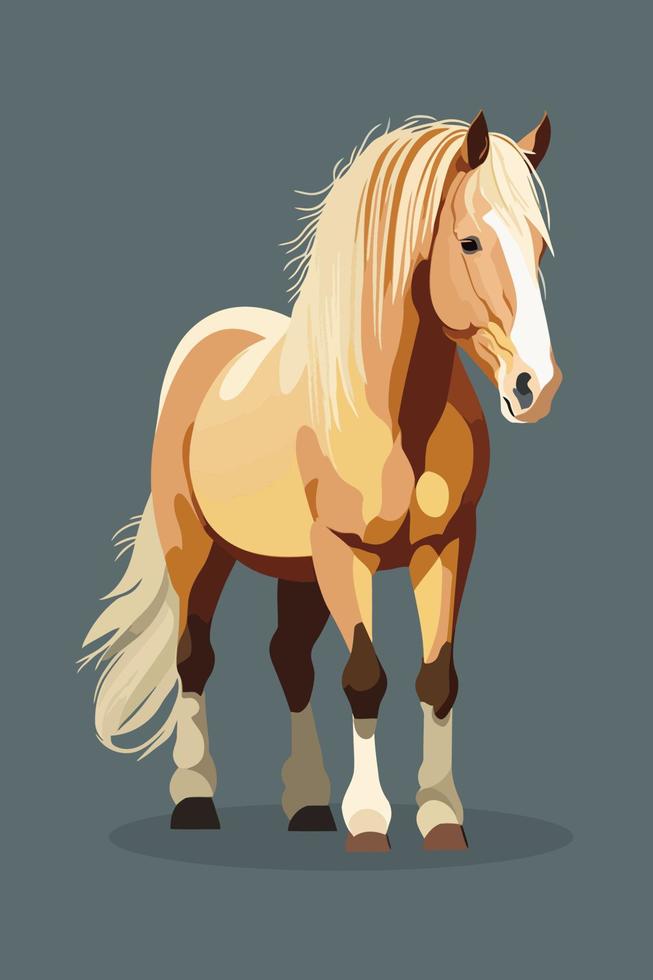 horse flat color illustration vector