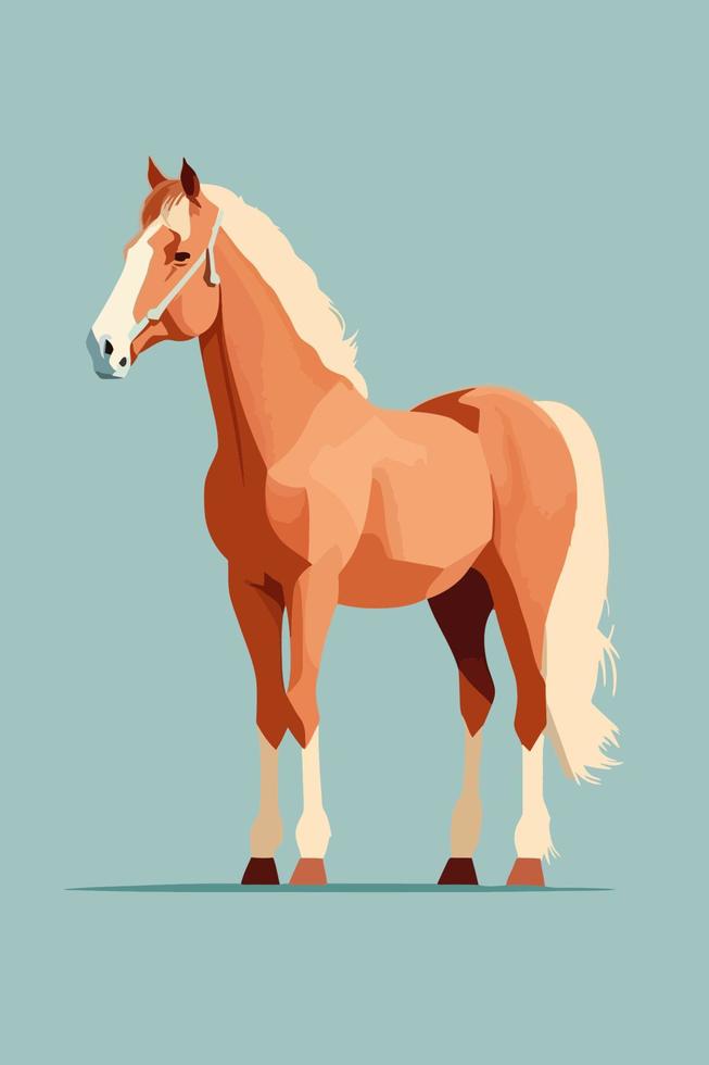 horse flat color illustration vector