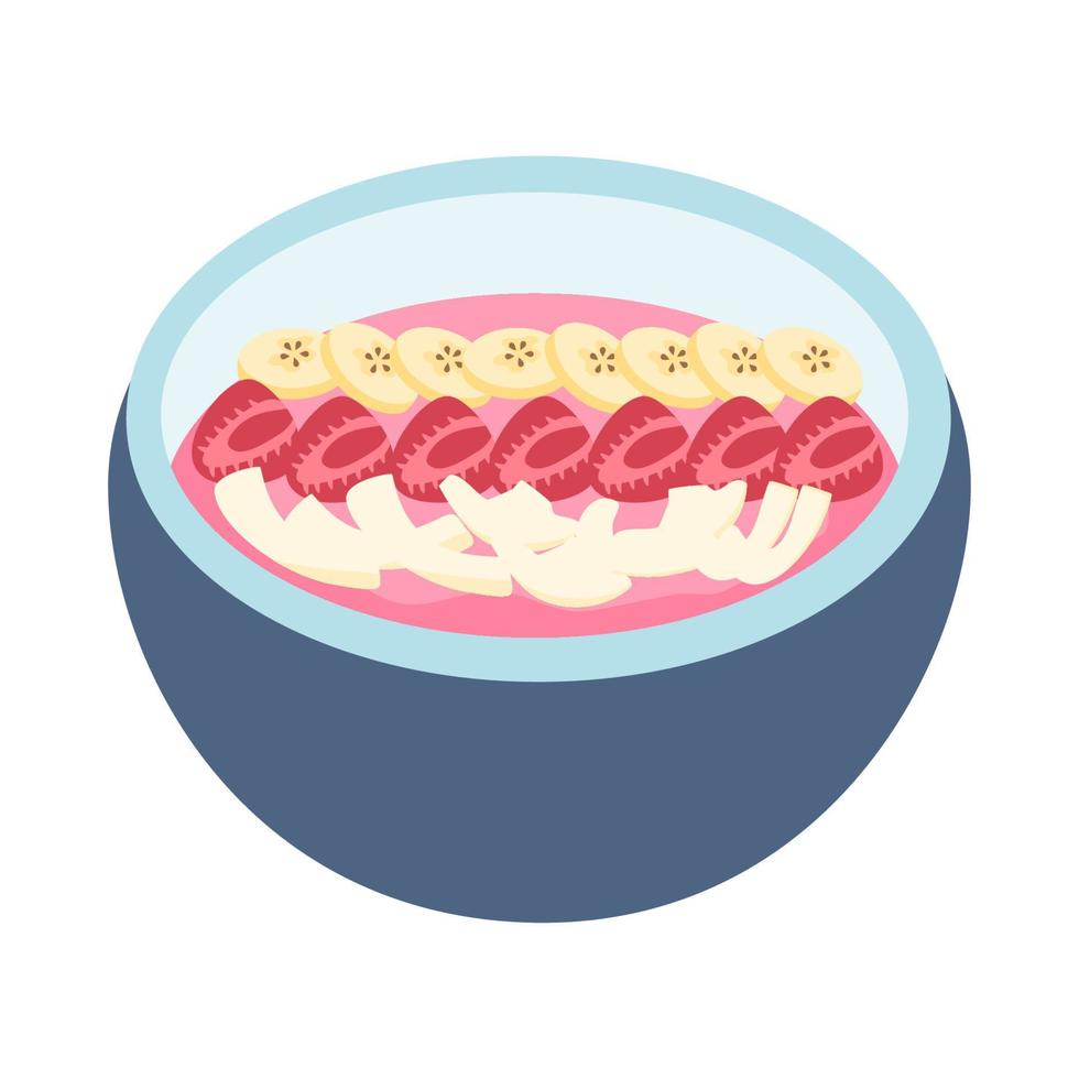Breakfast bowl with chia yogurt strawberry and fruits healthy snack or dessert vector