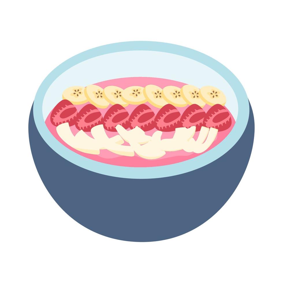 desayuno cuenco con chia yogur fresa y frutas sano bocadillo o postre vector