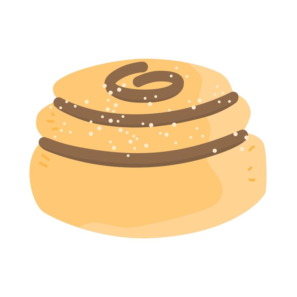 Cinnamon bun sweet roll with sugar vector