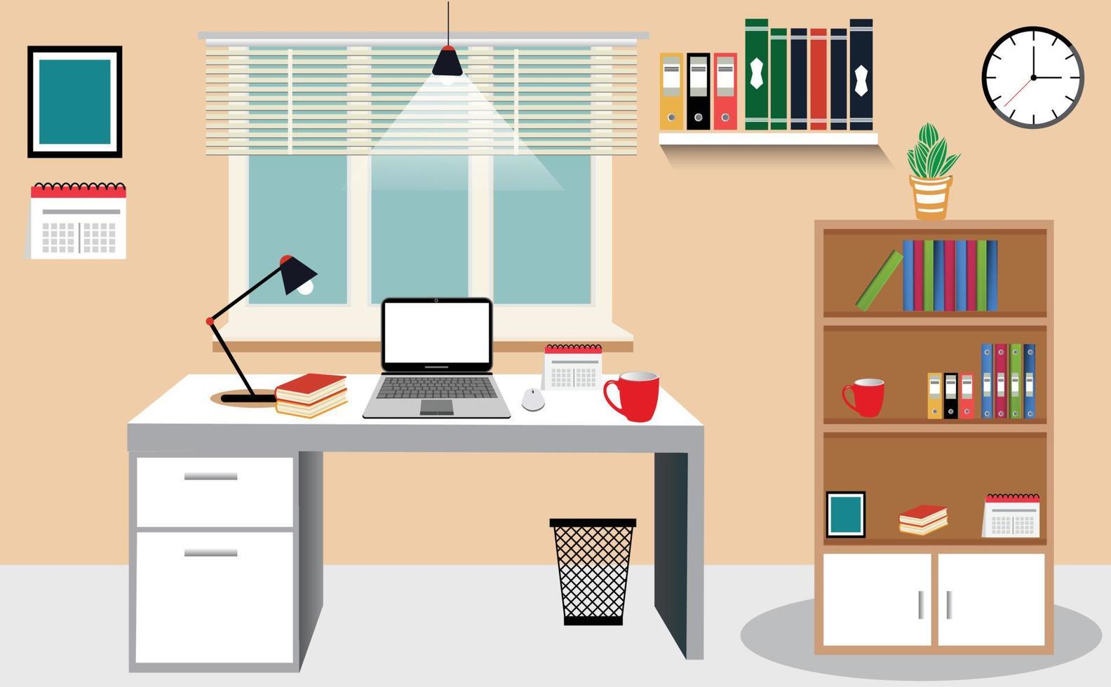 plano espacio de trabajo con moderno elementos vector