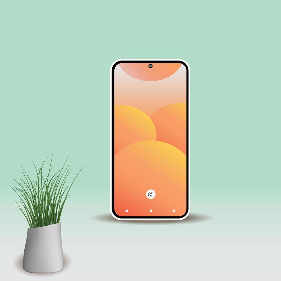 Smartphone with gradient wallpaper vector