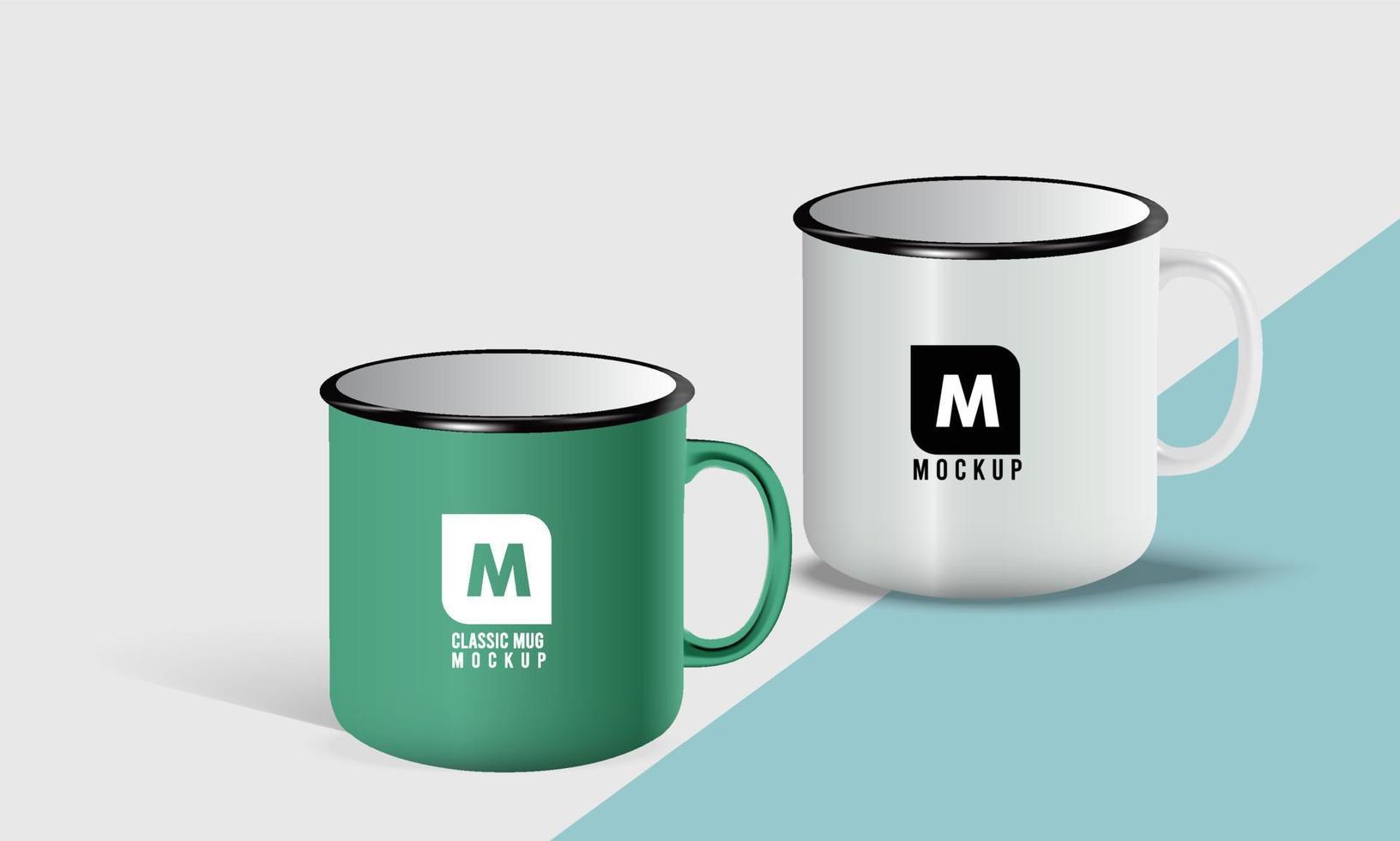 Ceramic coffee cup mug mockup design with a background vector