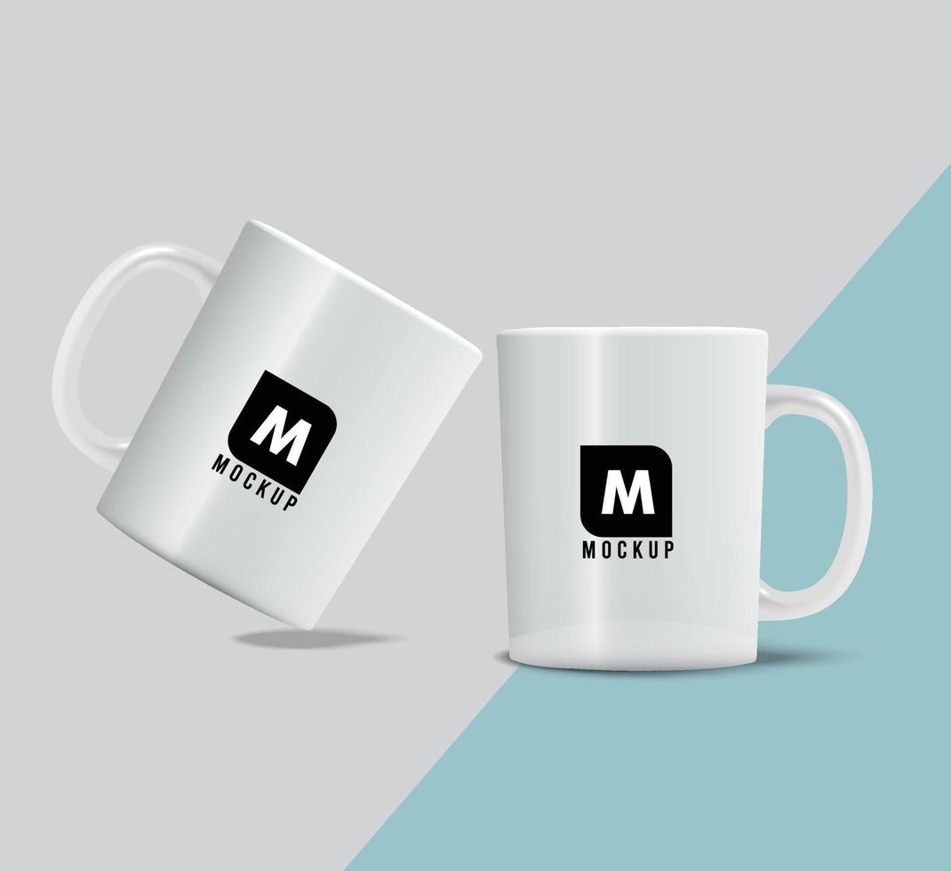 Ceramic coffee cup mug mockup design with a background vector