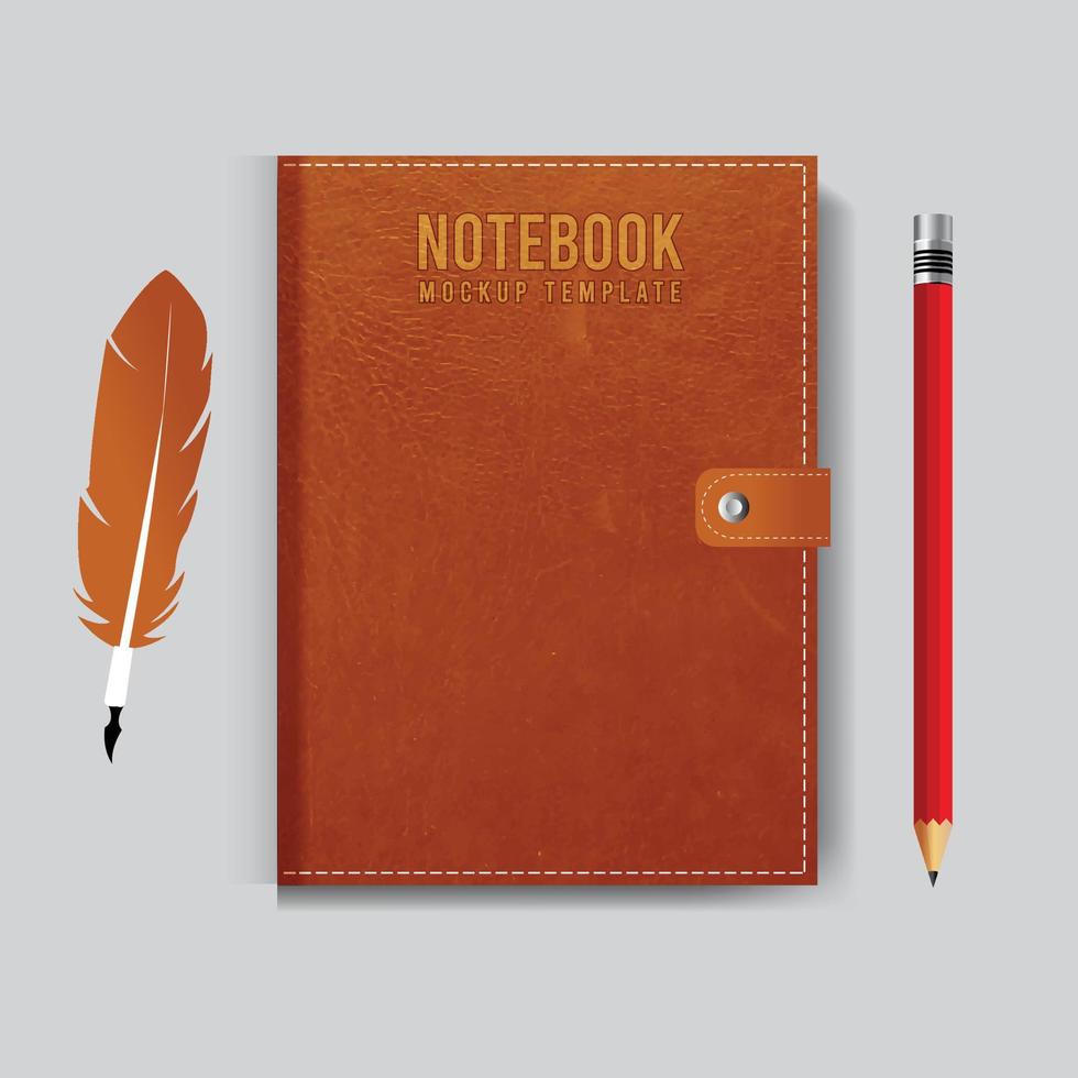 Realistic Leather notepad blank Design With Vector