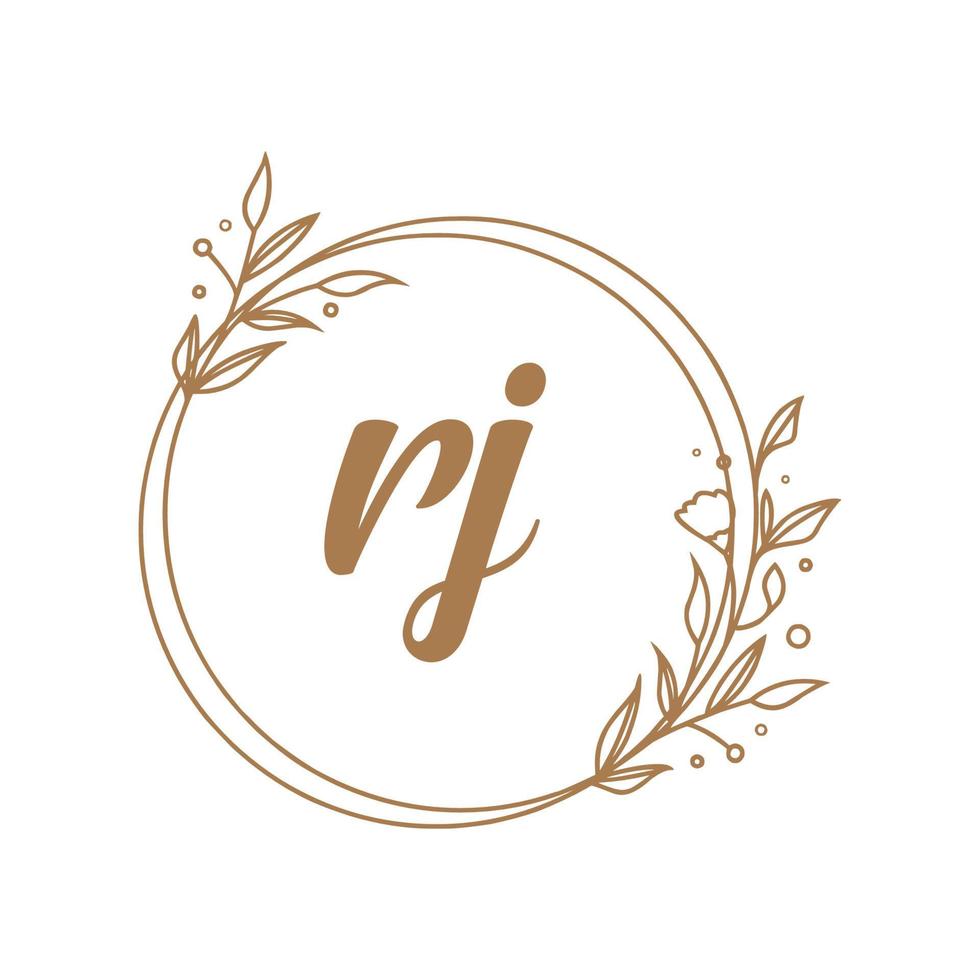 RJ Initial logo. Ornament ampersand monogram golden logo white background vector