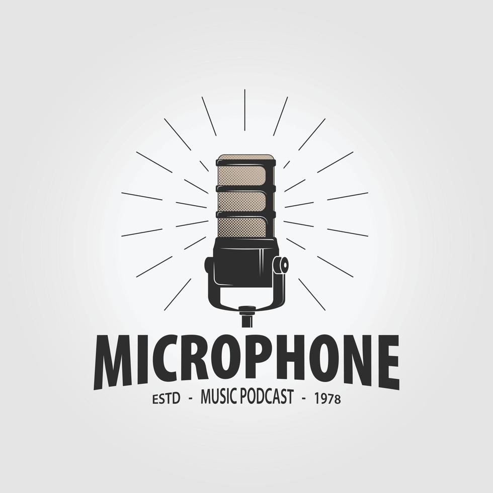 sencillo micrófono para podcast logo icono vector diseño ilustración