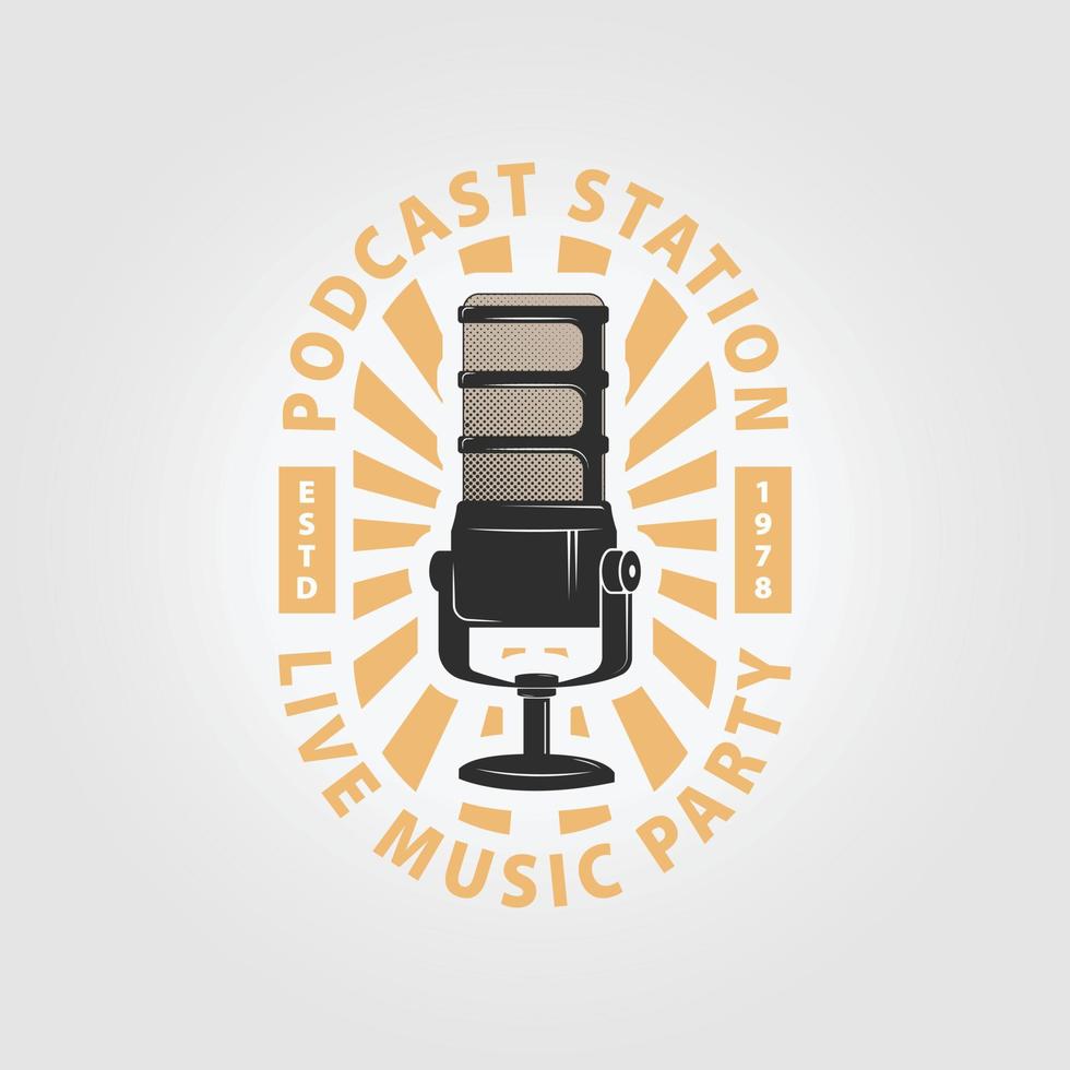 emblem simple podcast logo icon design illustration vector, music party icon vector