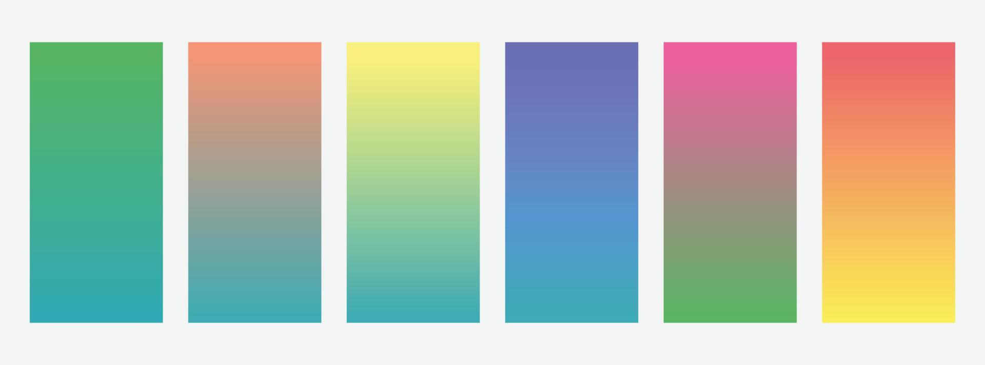 set of six mobile wallpapers with two color gradient vector